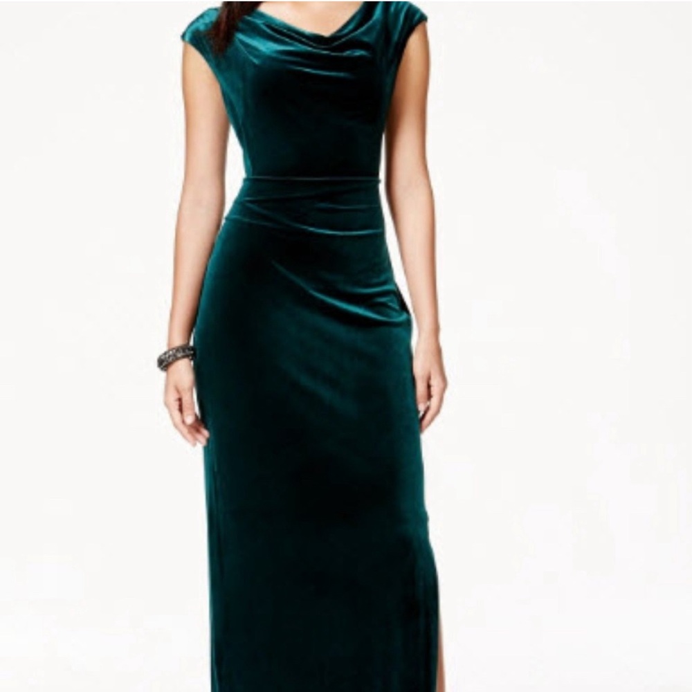 Velvet Emerald Green Long Vince Camuto Dress